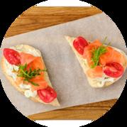 Bruschetta with salmon and tomatoes