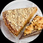 Homemade waffle cake with condensed milk and nuts