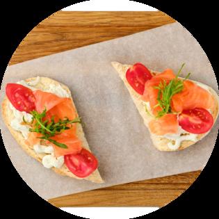 Bruschetta with salmon and tomatoes