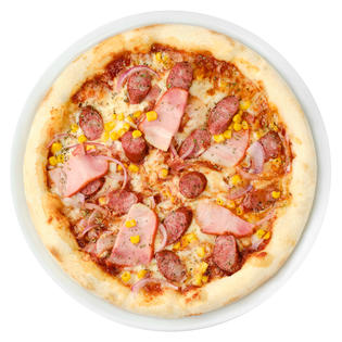 Meat pizza with BBQ sauce