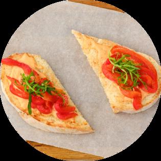 Bruschetta with baked pepper and paprika sauce