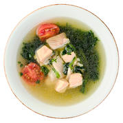 Fish soup with salmon and trout, served with homemade bread