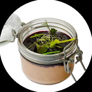 Chicken liver pate with blueberry confiture