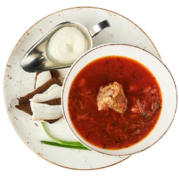 Homemade borsch with pork rib