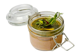 Pork pate with pesto sause