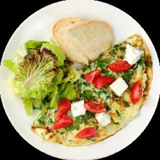Omelet with spinach, feta cheese and tomatoes