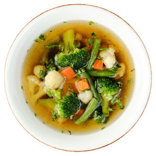 Minestrone Soup Served with Toasted Toast