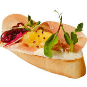 Bruschetta with ham and cream cheese
