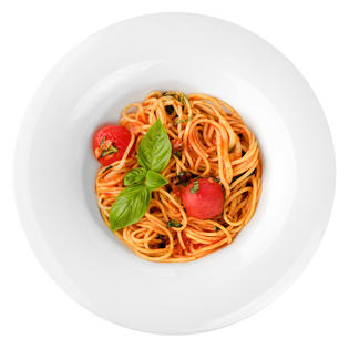 Pasta with tomatoes and basil