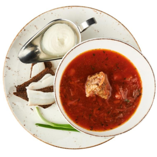 Homemade borsch with pork rib