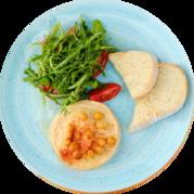 Hummus with greens and toasts
